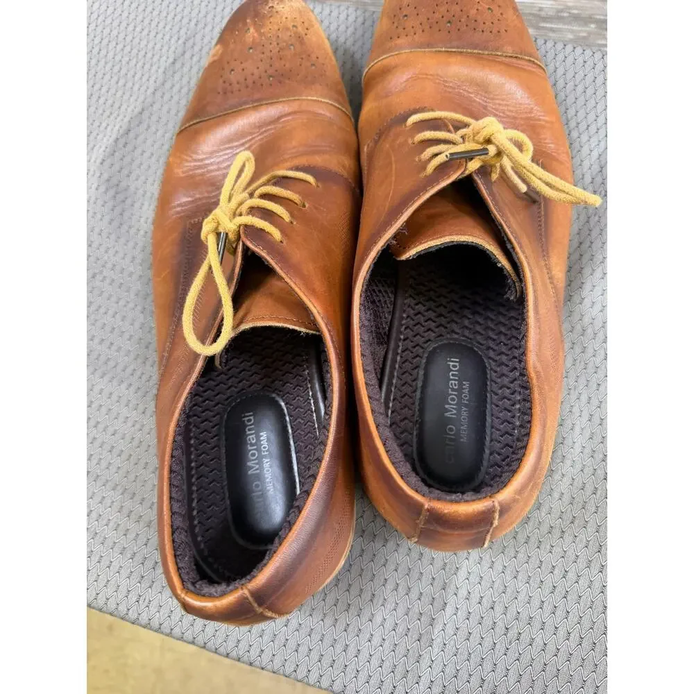 Carlo Morandi Shoes Mens Size 13D Brown Cap Toe Derby Dress Memory Foam 900D70